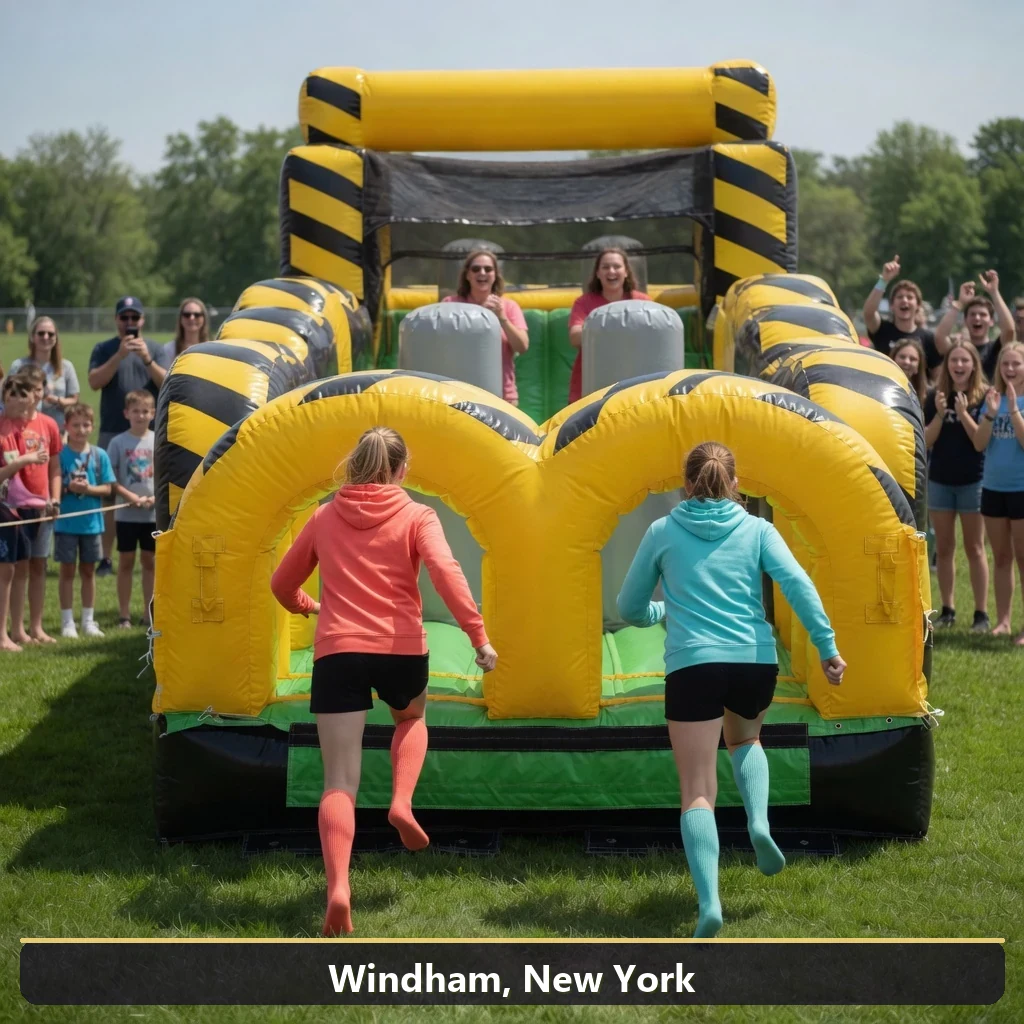 Inflatable obstacle course rental for events in Windham, New York