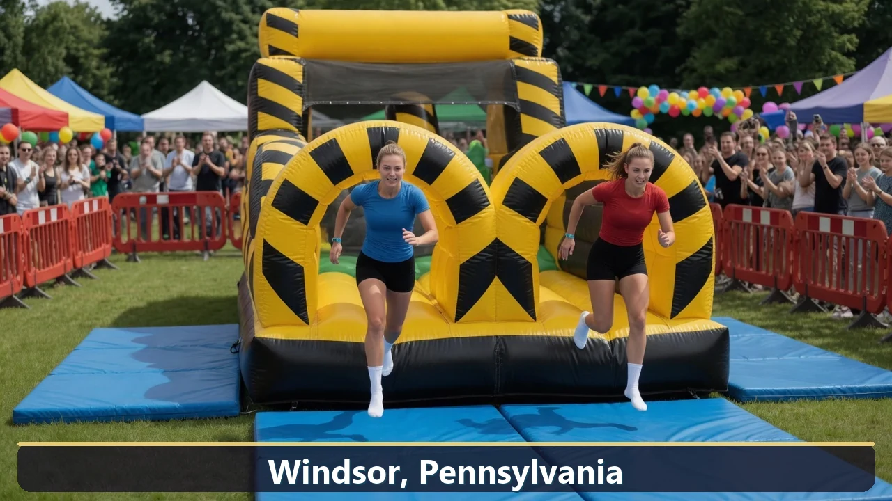 Inflatable obstacle course rental for events in Windsor, Pennsylvania