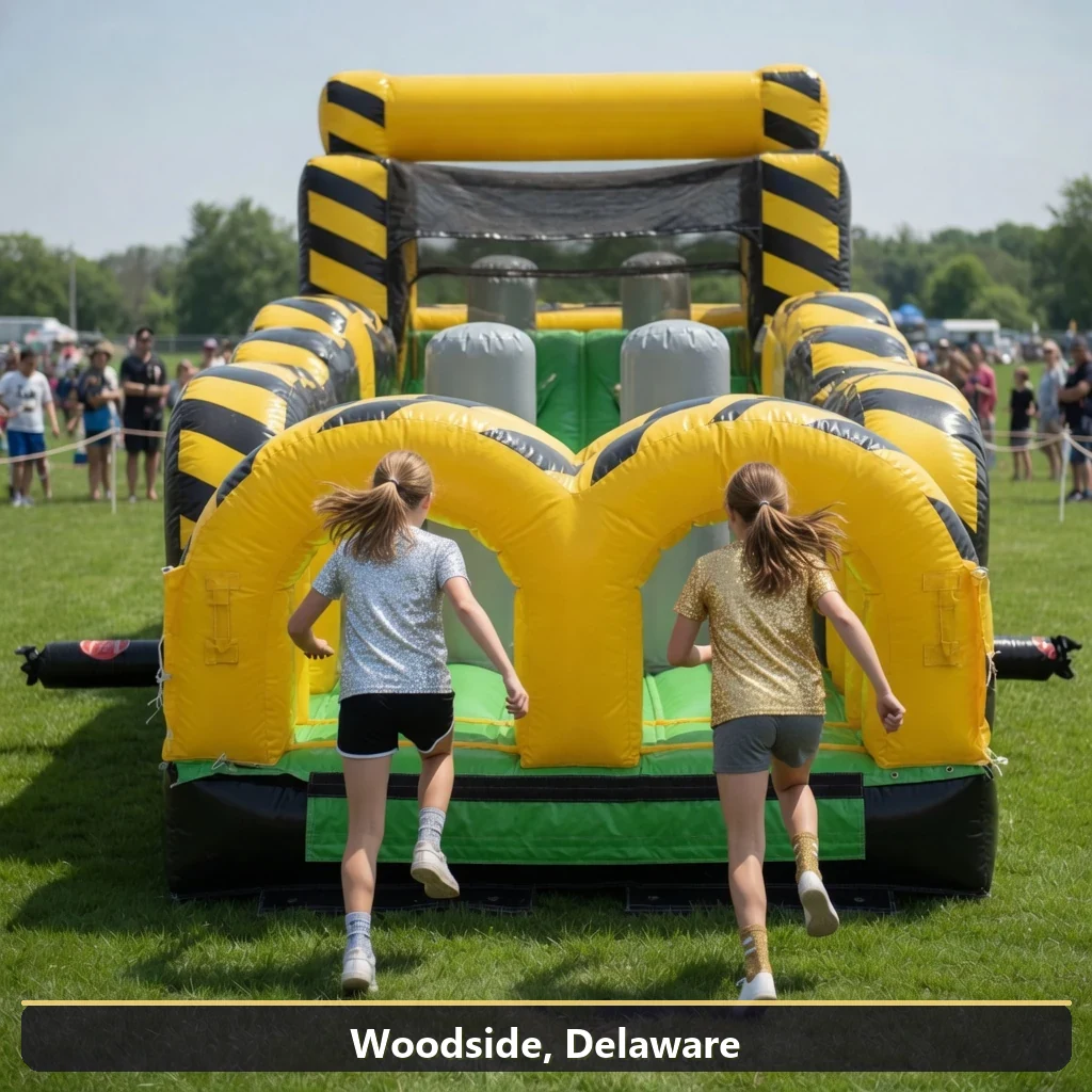 Inflatable obstacle course rental for events in Woodside, Delaware