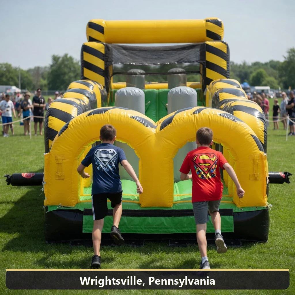Inflatable obstacle course rental for events in Wrightsville, Pennsylvania