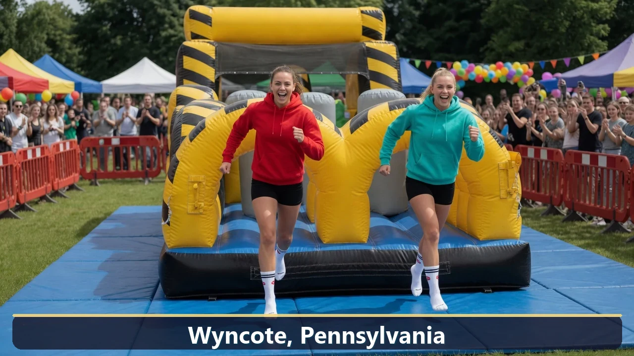 Inflatable obstacle course rental for events in Wyncote, Pennsylvania
