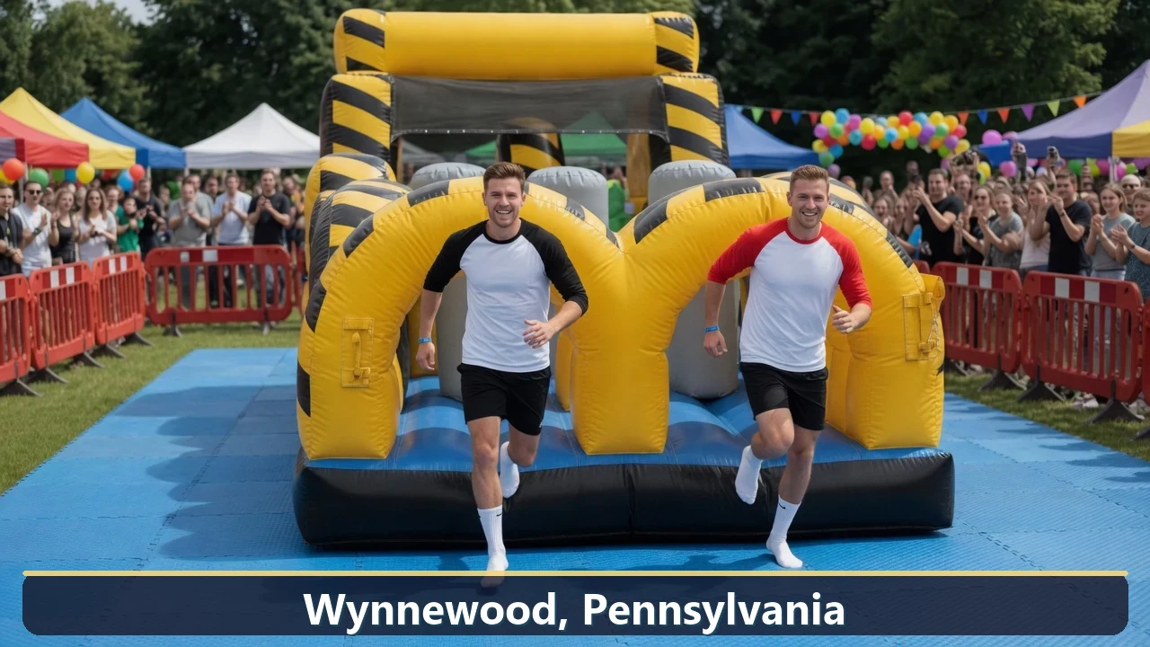 Inflatable obstacle course rental for events in Wynnewood, Pennsylvania