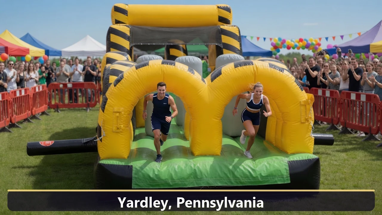 Inflatable obstacle course rental for events in Yardley, Pennsylvania