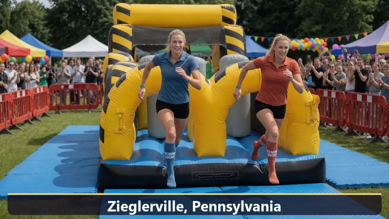 Inflatable obstacle course rental for events in Zieglerville, Pennsylvania
