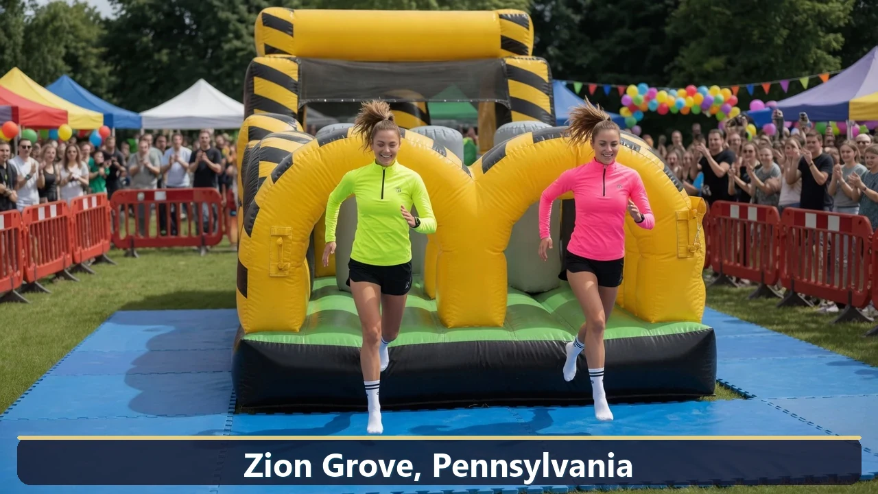 Inflatable obstacle course rental for events in Zion Grove, Pennsylvania