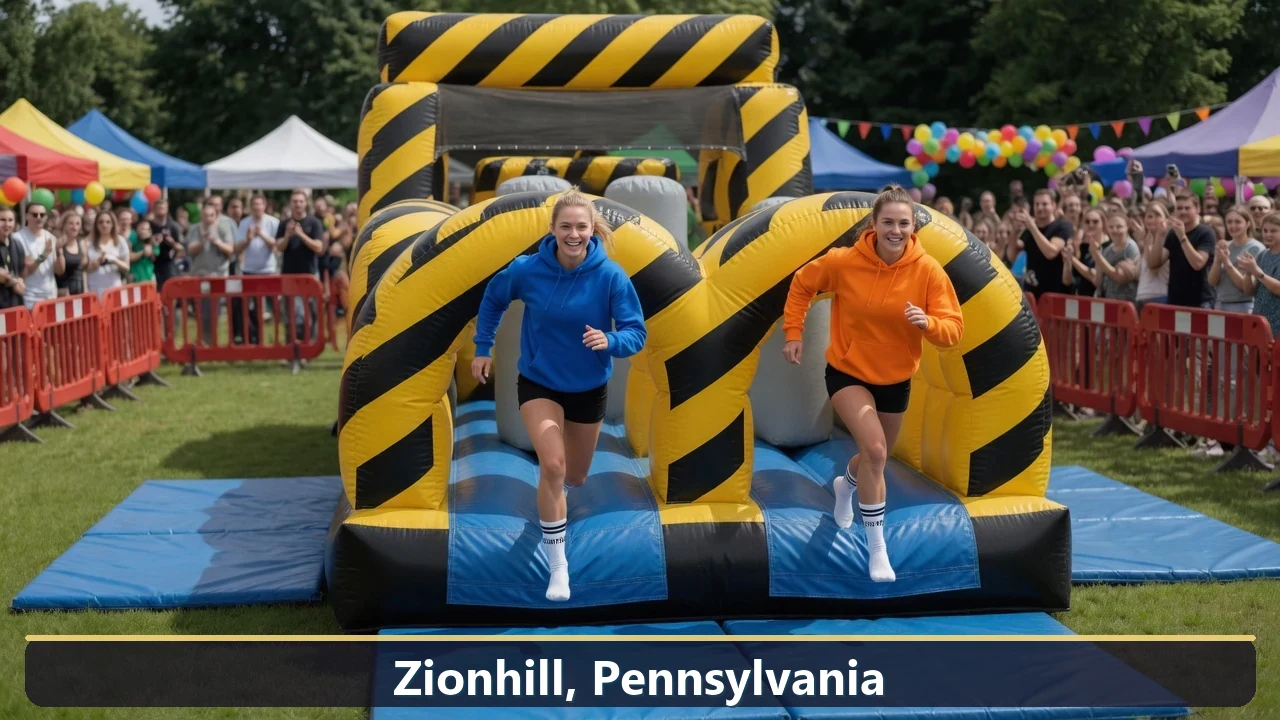 Inflatable obstacle course rental for events in Zionhill, Pennsylvania