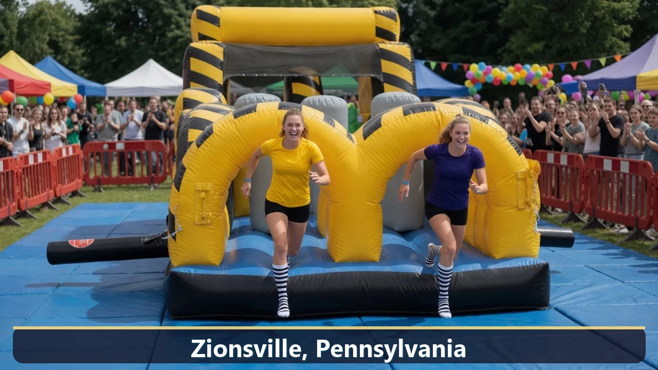 Inflatable obstacle course rental for events in Zionsville, Pennsylvania