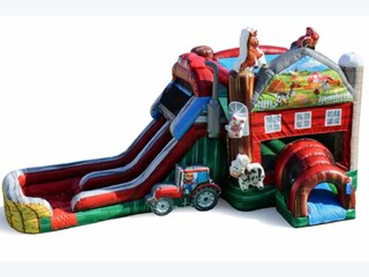 Barn Yard Bounce & Dual Waterslide water slide rentals option for Roanoke, VA