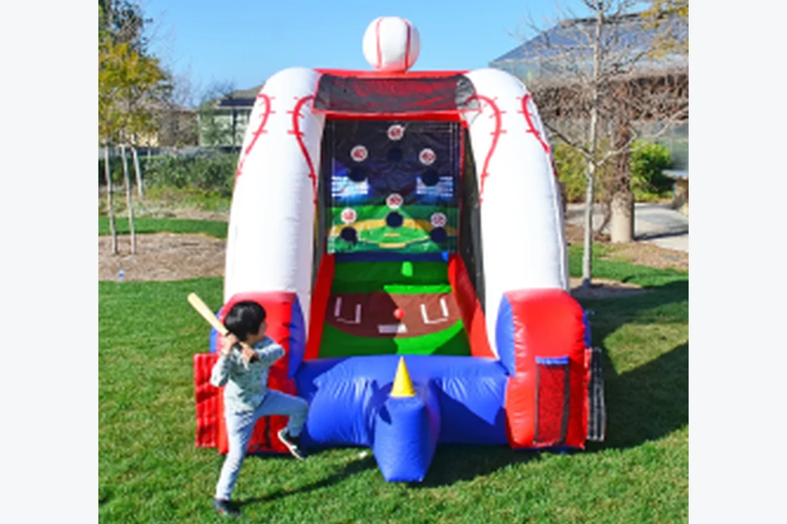 Baseball pitch carnival game station at a Blue Bell nonprofit fundraiser