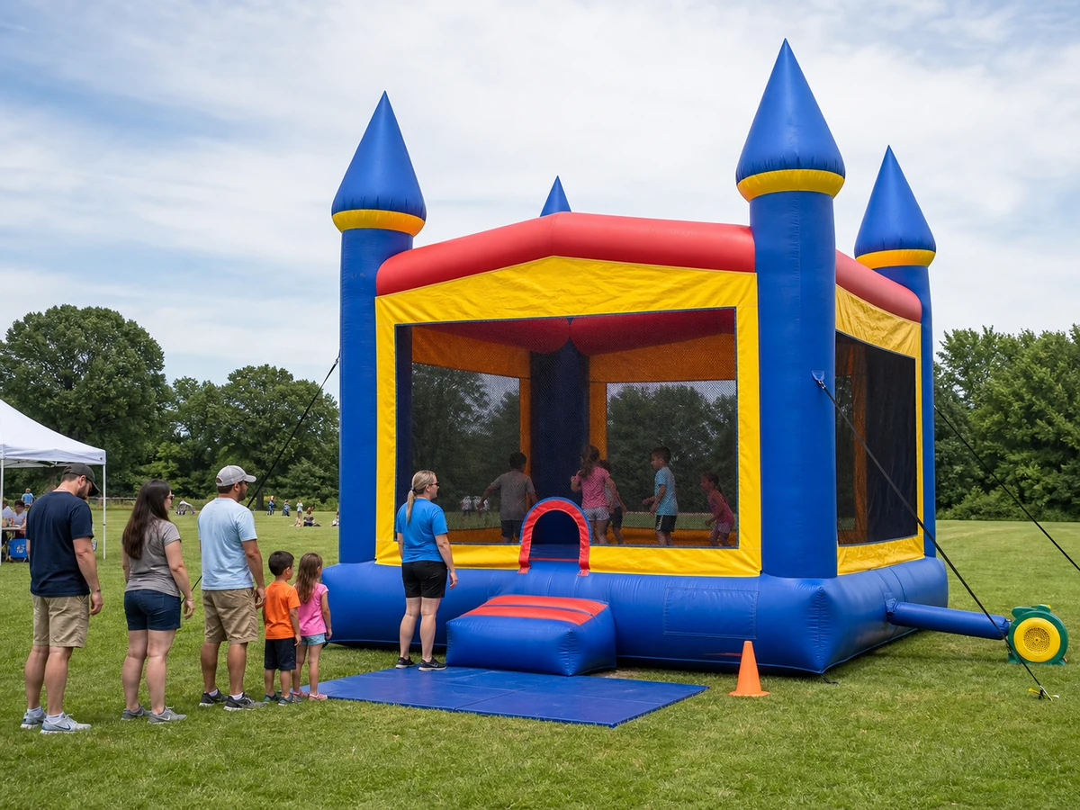 supervised commercial bounce house at a family event for a Hampton, VA event