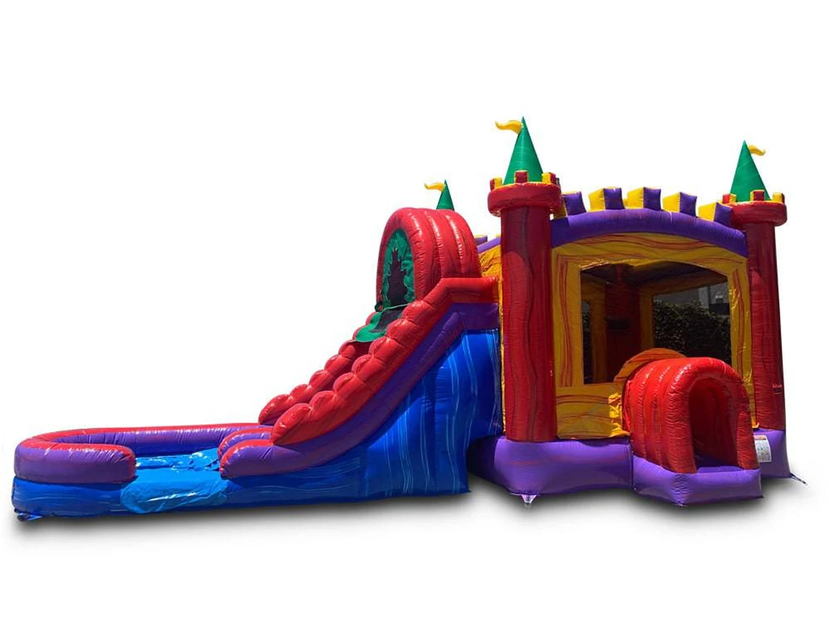 Castle Combo Bounce House Wet/Dry Dual Lane Slide with Basketball Hoop bounce house rentals option for Augusta, GA
