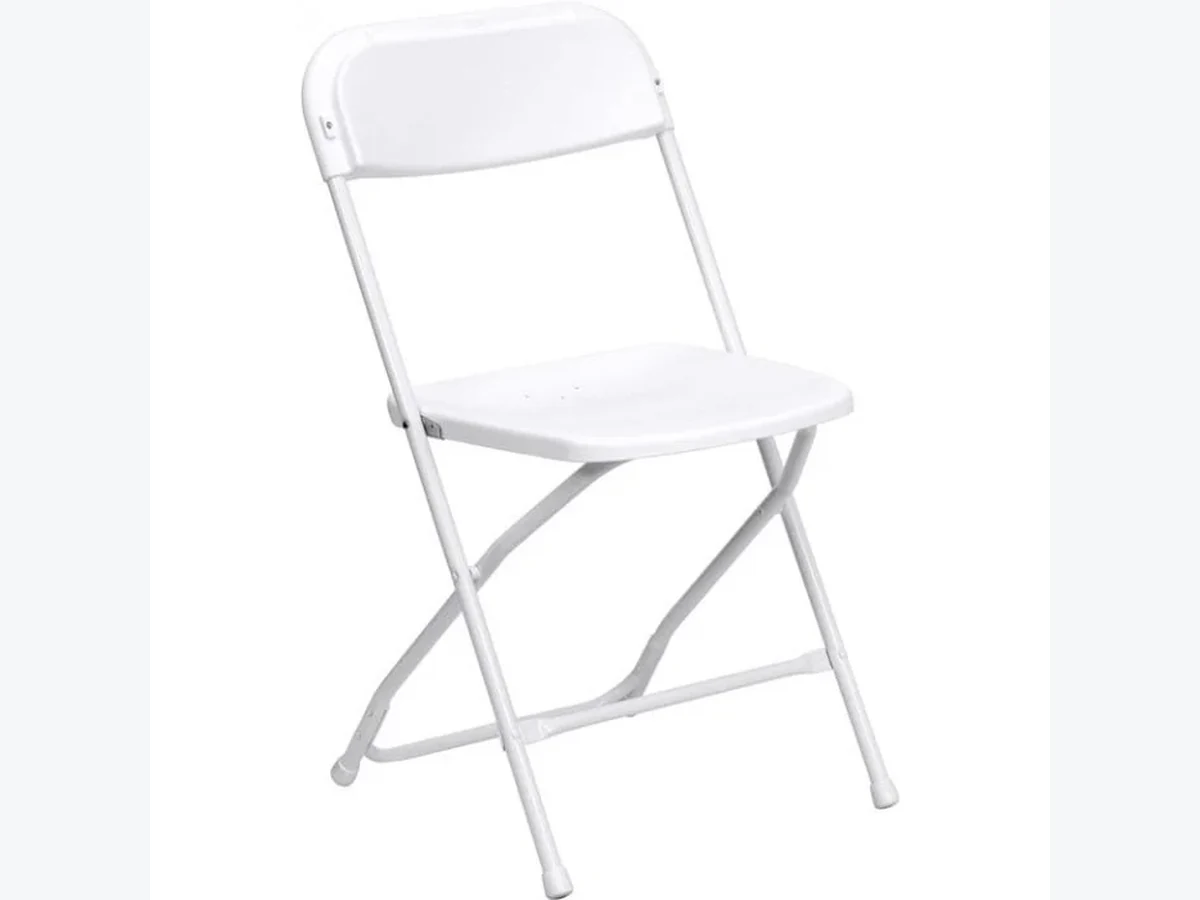 Classic White Folding Chair table and chair rentals option for Tallahassee, FL