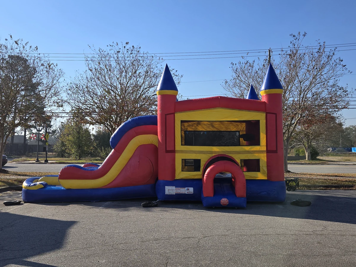 Combo Bounce House Wet/Dry Dual Lane Slide with Basketball Hoop bounce house rentals option for Augusta, GA