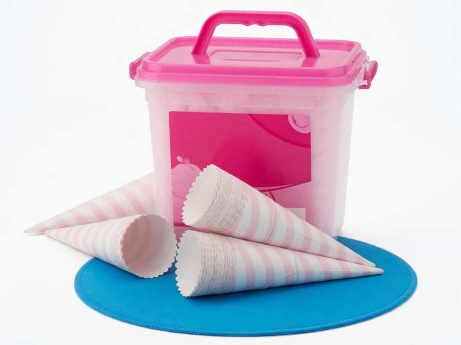 Cotton Candy Supplies with Pink (Vanilla) for 50 (One Carton and 50 cones) concession machine rentals option for Rock Hill, SC