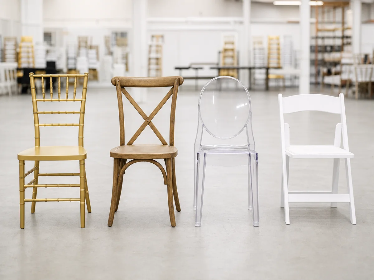 Brown Folding Chair table and chair rentals option for Derry, NH
