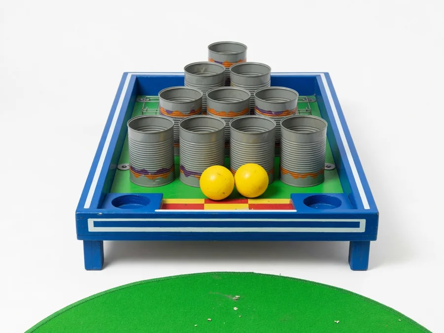 Giant Morton Pong Game- 12 cans with two balls carnival game rentals option for Rock Hill, SC