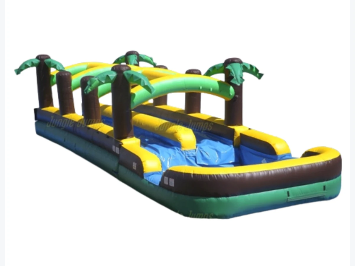 Green PALM TREE Double Slip & Slide water slide rentals option for Danbury, CT