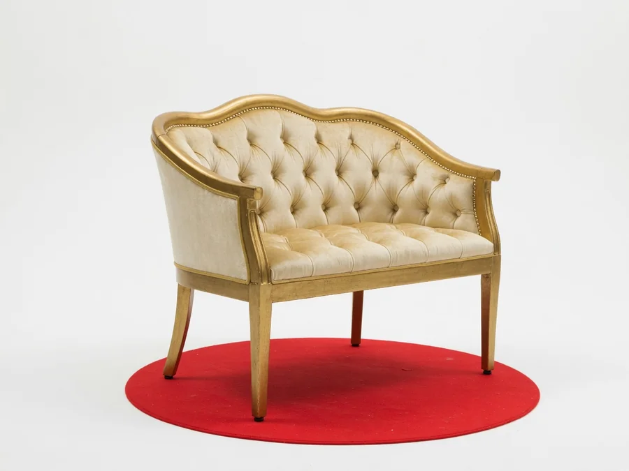 Loveseat Chair Gold table and chair rentals option for Meriden, CT