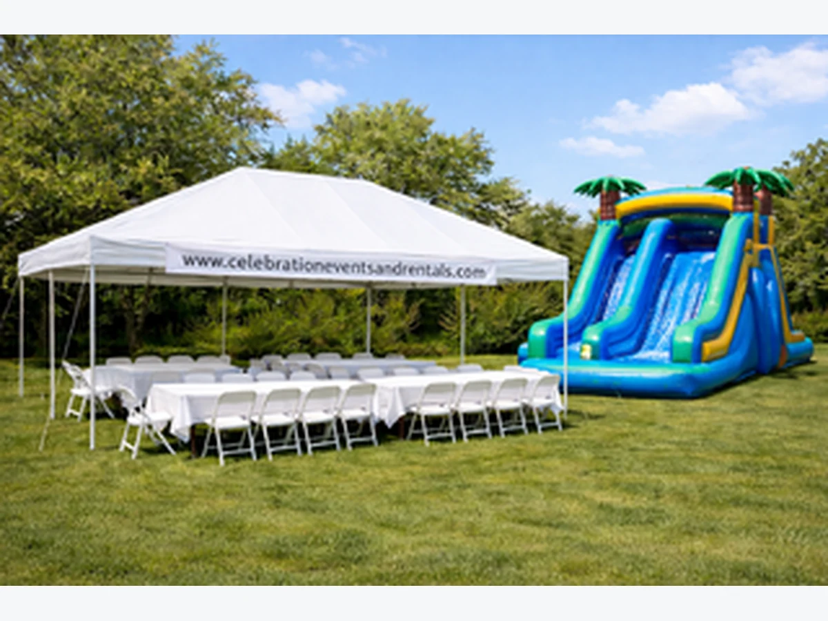 Package #6 Waterslide with 20x20 Tent, Tables, Chairs water slide rentals option for Cape Coral, FL