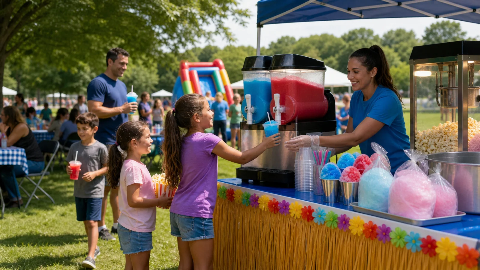 Staffed frozen drink, popcorn, cotton candy, and snow cone concession rentals