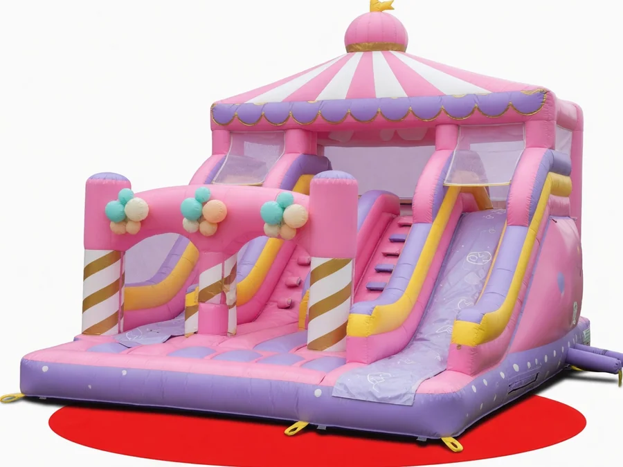 Pink Castle Bounce House W/ Birthday Panel bounce house rentals option for Worcester, MA