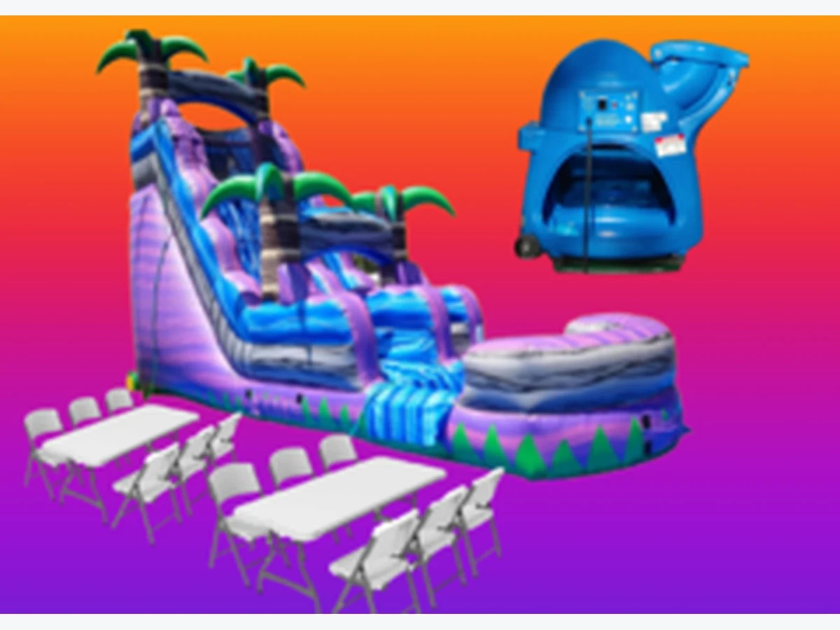 Purple Oasis Water Slide Party Package SAVE $25 water slide rentals option for Fayetteville, NC