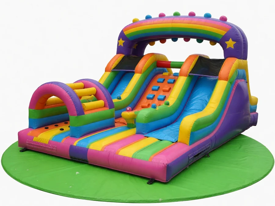 Rainbow Water Slide Castle Combo water slide rentals option for Lynn, MA