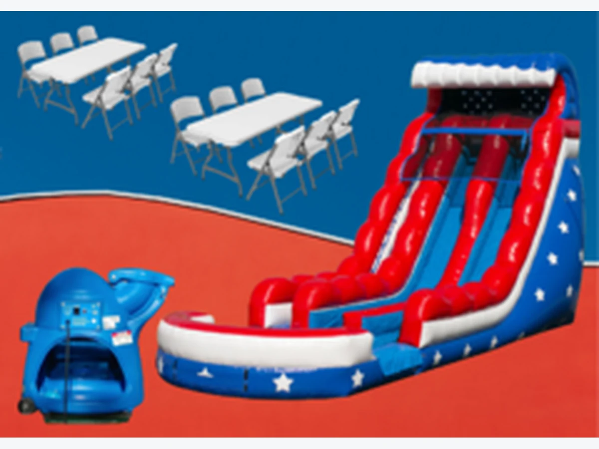 Stars and Stripes Water Slide Party Package SAVE $25 water slide rentals option for Fayetteville, NC
