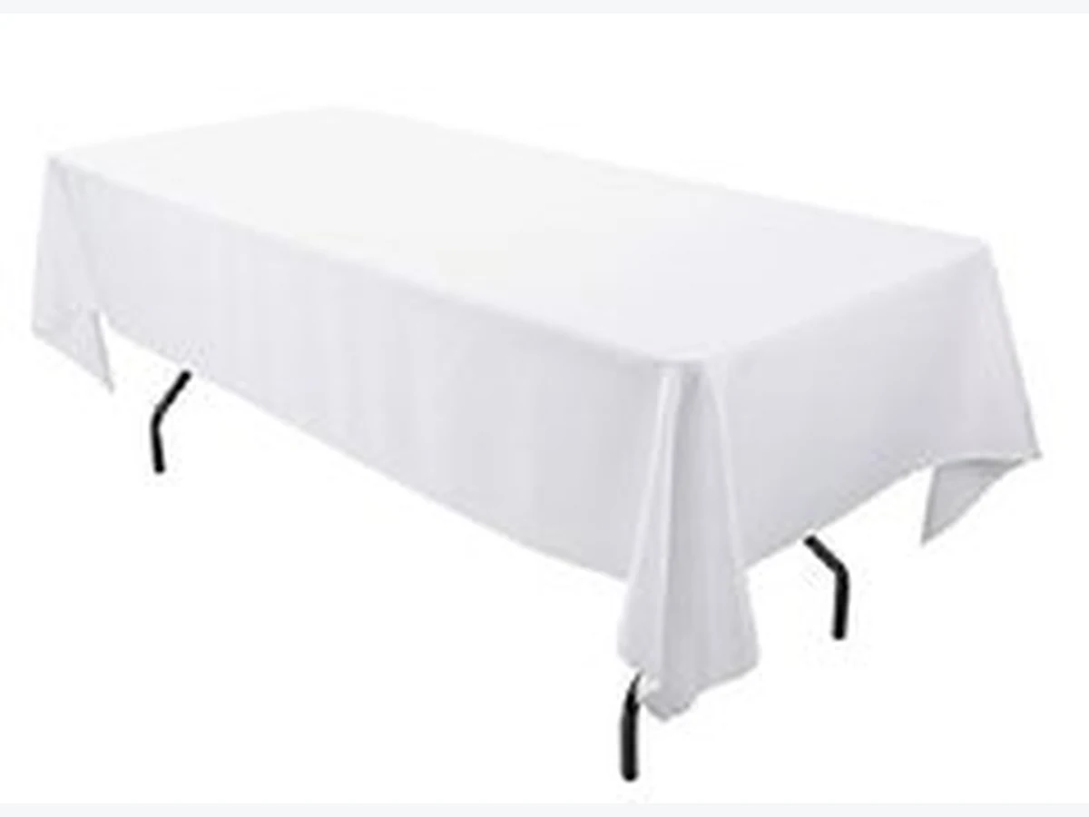 Table Covers (DISPOSABLE WHITE PLASTIC 6FT) table and chair rentals option for Orlando, FL