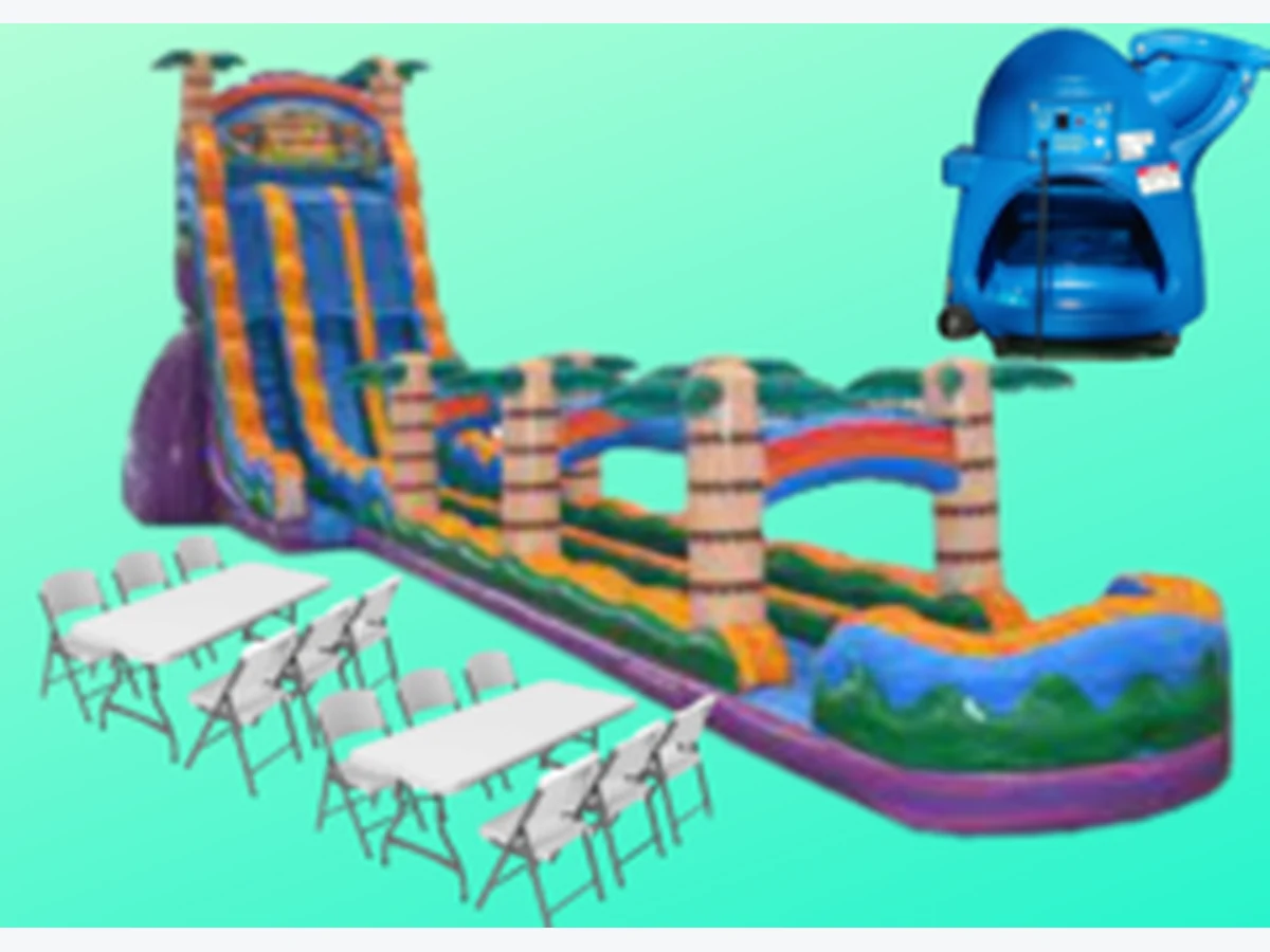 Tiki Plunge Double Lane Water Slide Party Package SAVE $25 water slide rentals option for Fayetteville, NC