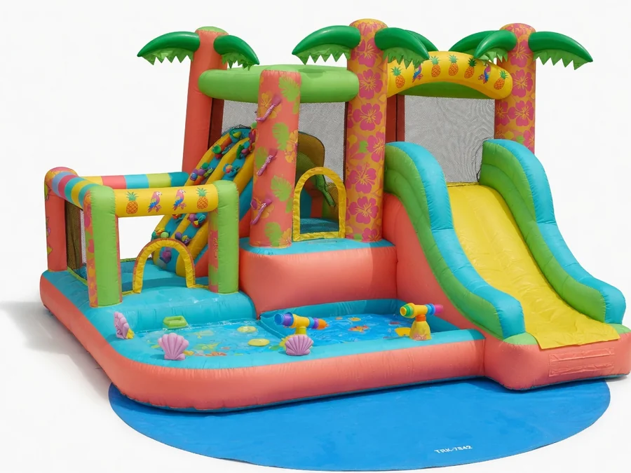 Tropical Bounce House W/Slide Combo bounce house rentals option for Tallahassee, FL