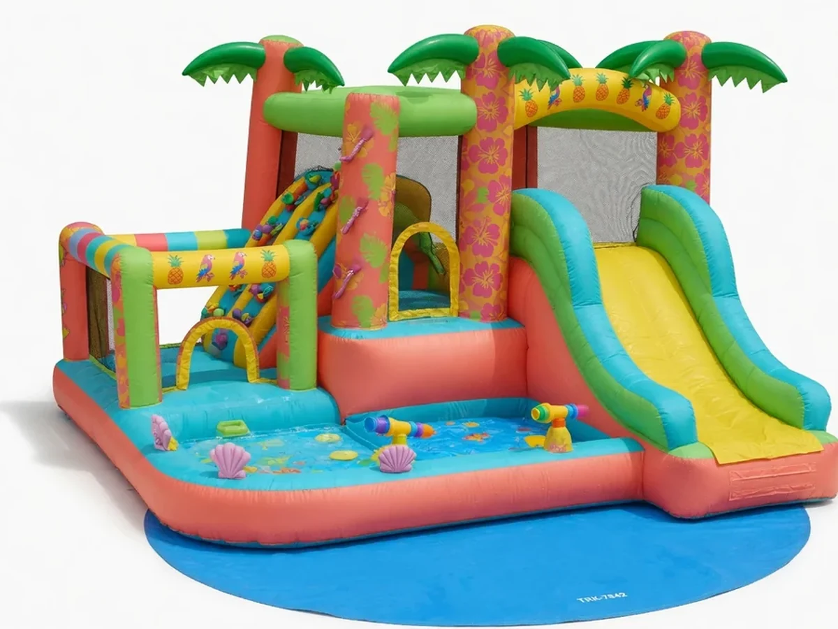 Tropical Bounce House W/Slide Combo bounce house rentals option for Tallahassee, FL