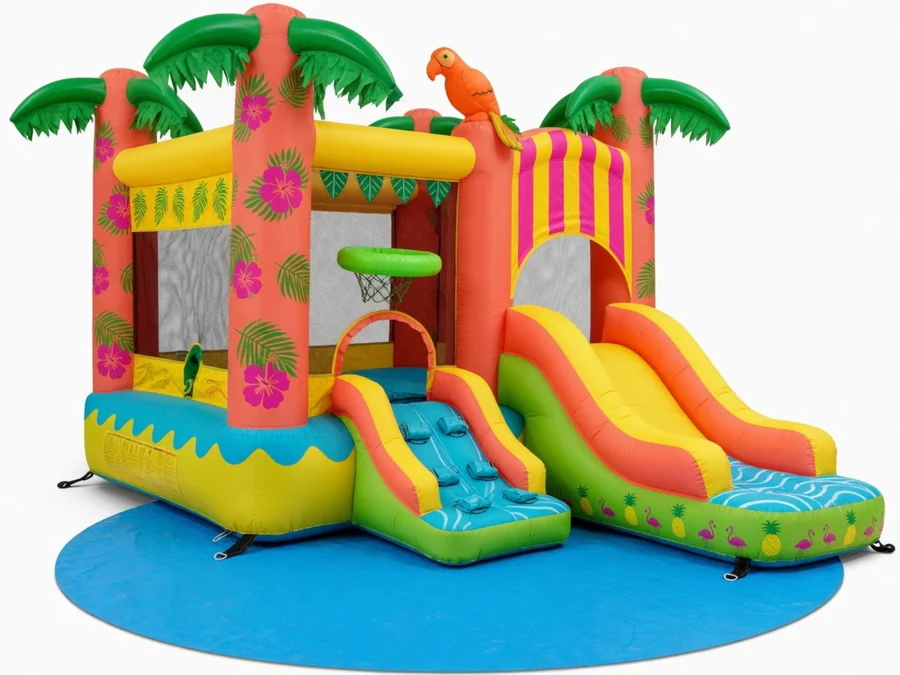 Tropical Combo Slide & Bounce House bounce house rentals option for Saco, ME