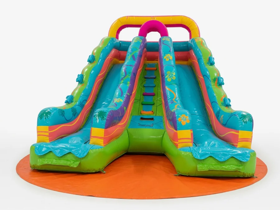 Tropical Wave Obstacle Course and Water Slide 38ft Long obstacle course rentals option for Fort Lauderdale, FL