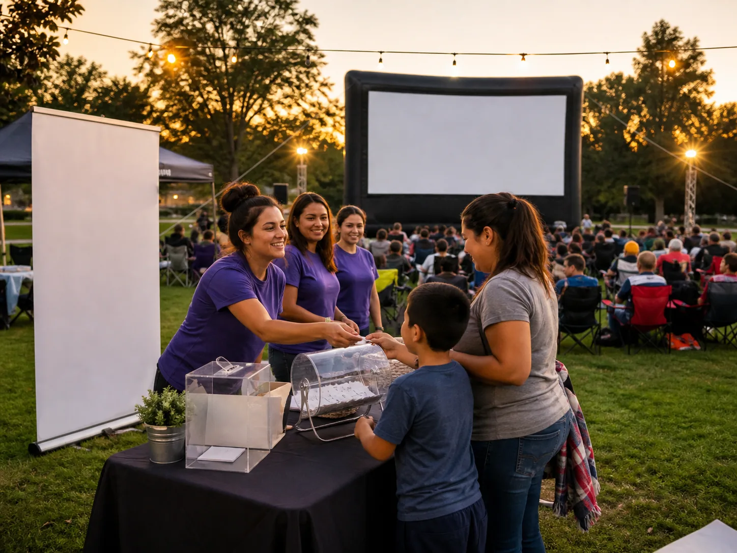 Guests gathering at a lively outdoor community event