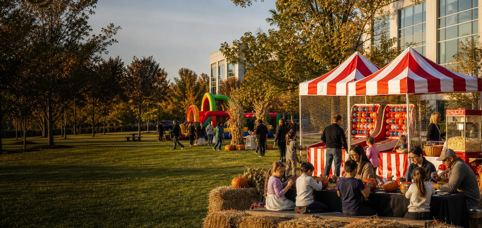 Corporate Fall Festival & Pumpkin Event Rentals event with Party Pros rentals