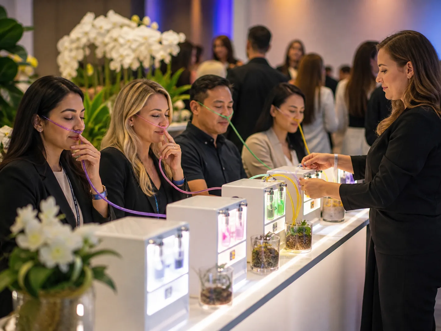 Corporate oxygen bar rental with illuminated stations
