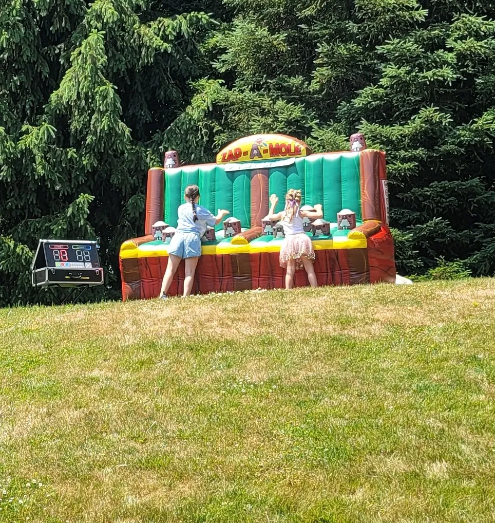 Zap-A-Mole inflatable game set up outdoors by Party Pros East Coast
